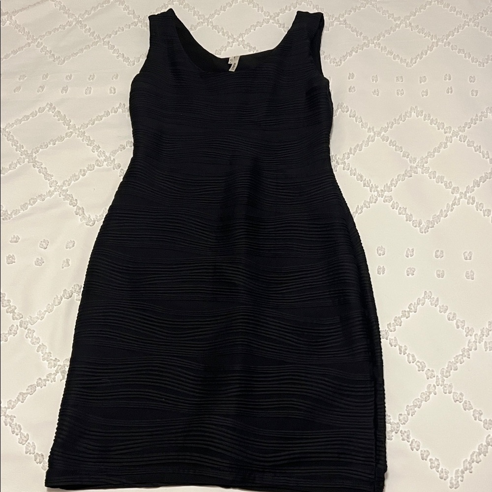 Studio Y Black Textured Mini Dress
